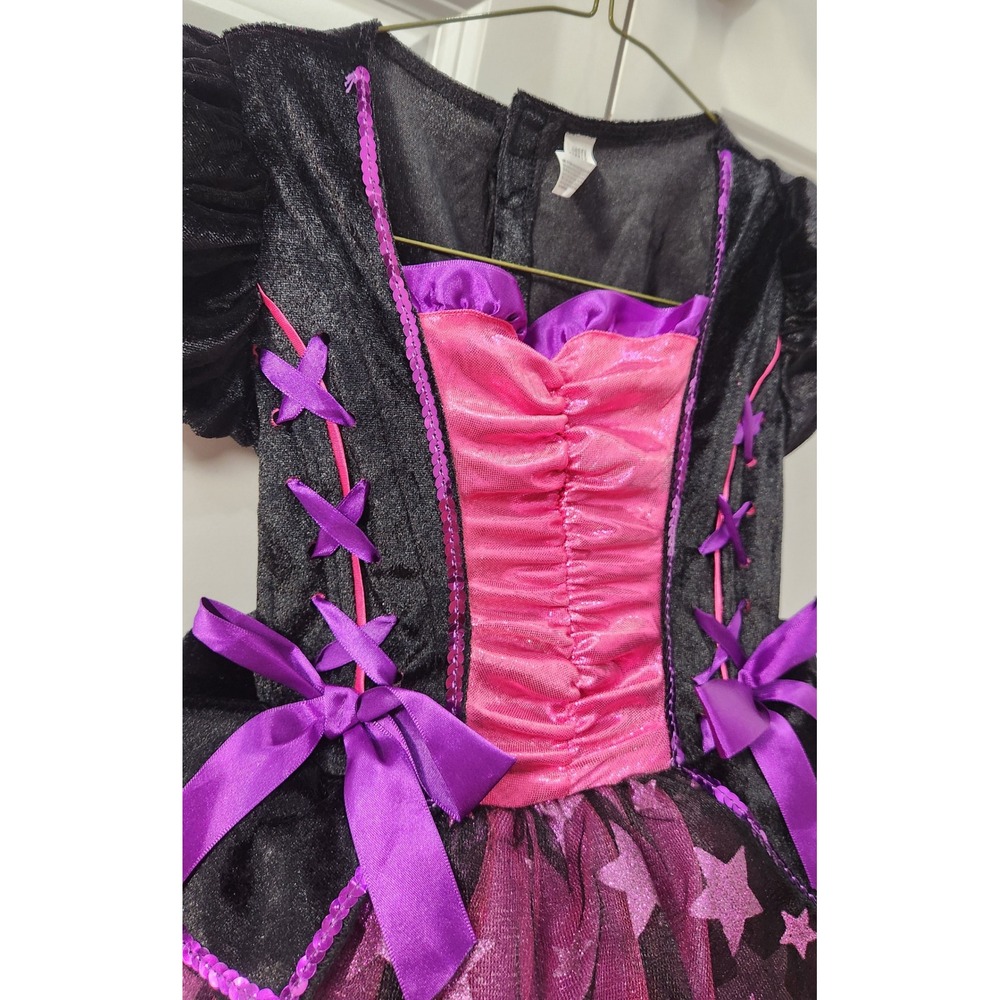 Girls Witch Fairy Princess Costume Dress Black Pink Tulle Small 4-6 Halloween - Picture 3 of 7